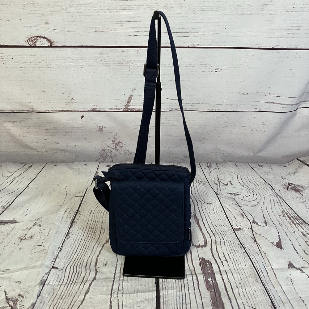 Vera Bradley Solid Diamond Stitched AIO Crossbody Performance Twill Navy Blue